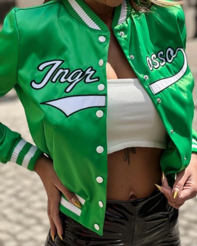 Dámska saténová bunda TIMEA ZELENÁ