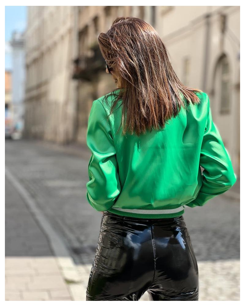 Dámska saténová bunda TIMEA ZELENÁ