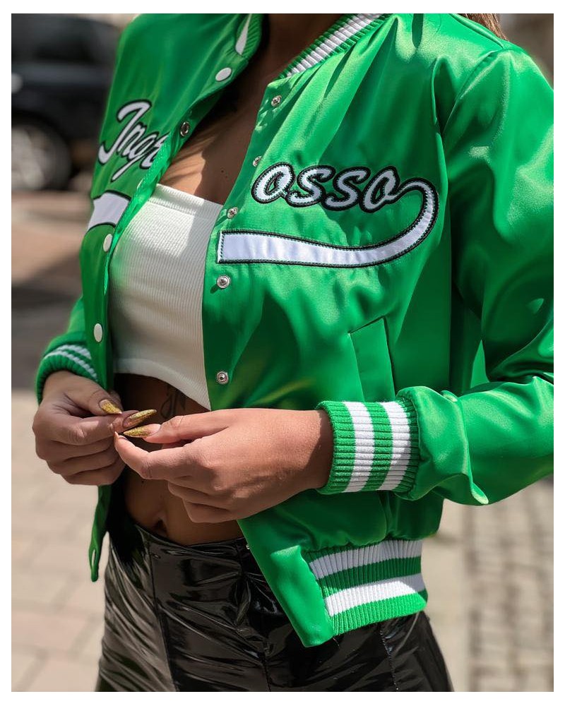 Dámska saténová bunda TIMEA ZELENÁ