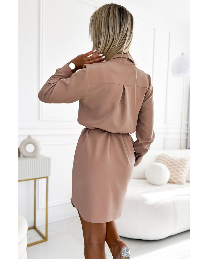 CAMILLE Košeľové šaty s vreckami a viazaním - BEACH