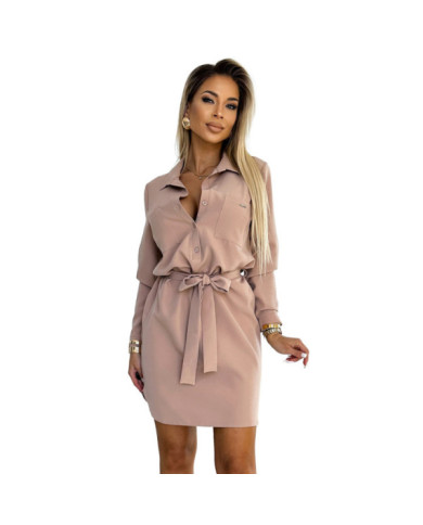 CAMILLE Košeľové šaty s vreckami a viazaním - BEACH