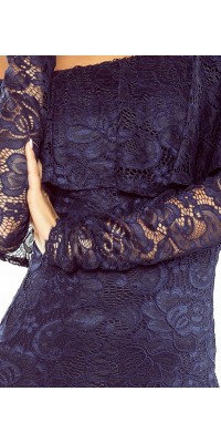 Dámske čipkované šaty SPANIS TMAVO MODRÉ